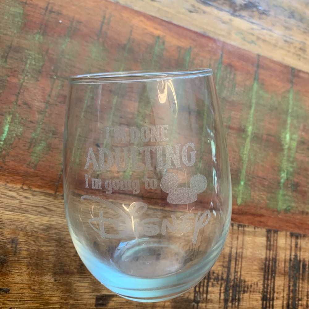 I’m Done Adulting Disney Stemless Wine Glass Adult WDW Home Mouse Ears Mickey - Picture 3 of 5